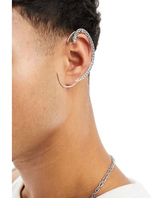 ASOS DESIGN textured snake ear cuff-Silver