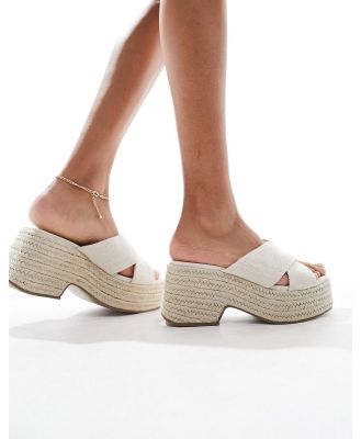 ASOS DESIGN Toy cross strap wedges in natural fabrication-Neutral