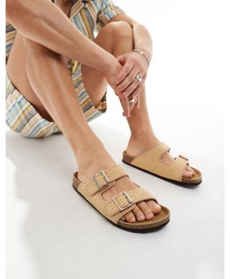 ASOS DESIGN two strap sandals in natural weave-Neutral
