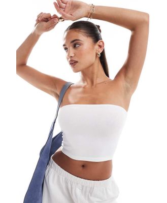 ASOS DESIGN ultimate bandeau crop top in cotton in white - WHITE