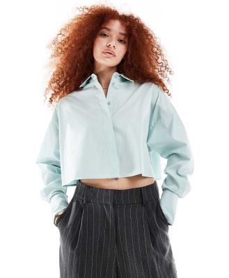 ASOS DESIGN ultimate cropped shirt in seafoam blue