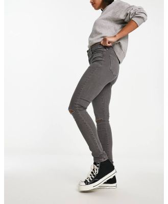 ASOS DESIGN ultimate skinny jeans in grey with knee rips