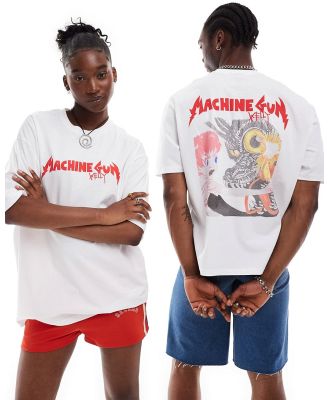 ASOS DESIGN unisex graphic licence tee in white with Machine Gun Kelly prints