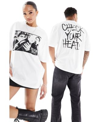 ASOS DESIGN unisex oversized licence t-shirt in white with Beastie Boys Check Your Head album prints