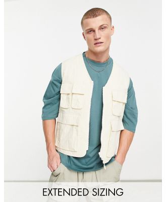 ASOS DESIGN utility vest with pockets in ecru-Blonde
