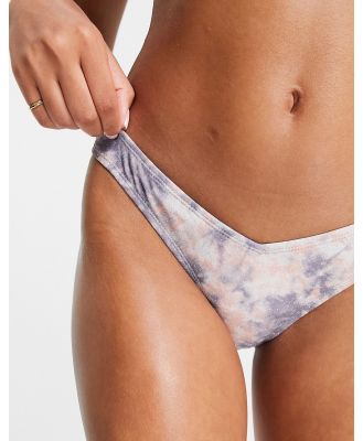 ASOS DESIGN v front high leg hipster bikini bottoms in glitter tie dye-Multi