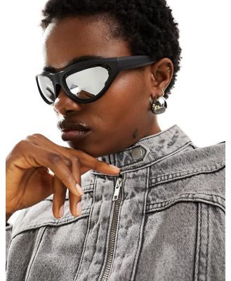 ASOS DESIGN visor sunglasses in black with silver lens