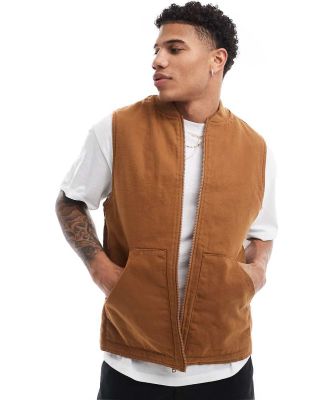 ASOS DESIGN washed vest in tan-Brown