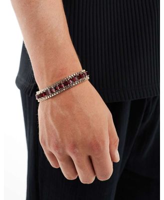 ASOS DESIGN watch strap bracelet with red stones in gold tone