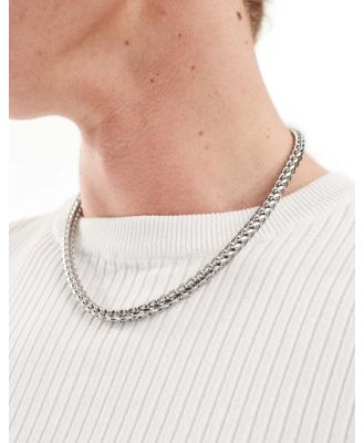 ASOS DESIGN waterproof stainless steel box chain necklace in silver tone