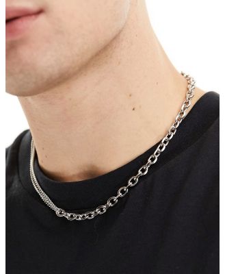 ASOS DESIGN waterproof stainless steel mixed chain necklace in silver tone