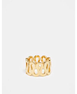 ASOS DESIGN waterproof stainless steel ring with squiggle design in gold tone