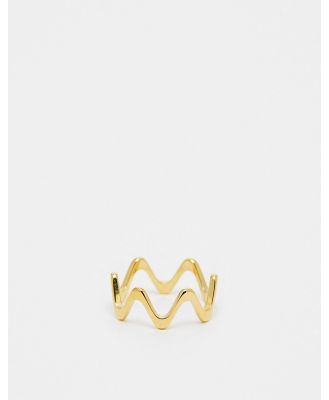 ASOS DESIGN waterproof stainless steel wave ring in gold tone