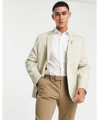 ASOS DESIGN wedding skinny blazer in cotton in ecru-Neutral