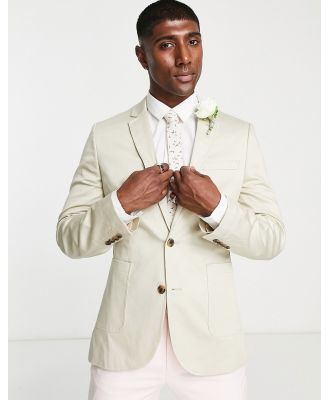 ASOS DESIGN wedding skinny cotton blazer in stone-Neutral