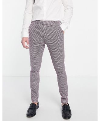 ASOS DESIGN wedding smart super skinny wool mix pants in purple dogtooth