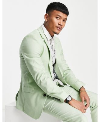 ASOS DESIGN wedding super skinny linen mix blazer in sage green
