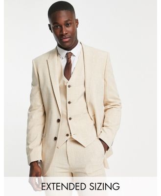 ASOS DESIGN wedding super skinny suit jacket in stone crosshatch-Neutral