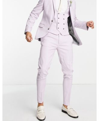 ASOS DESIGN wedding super skinny suit pants in lavender frost micro texture-Pink