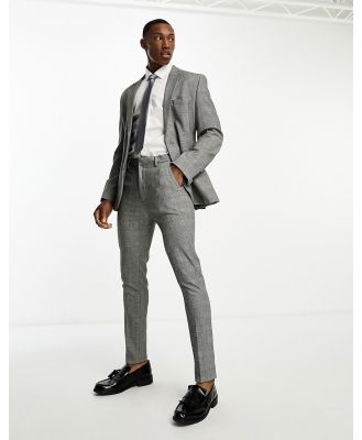 ASOS DESIGN wedding super skinny suit pants in monochrome prince of wales check-Black