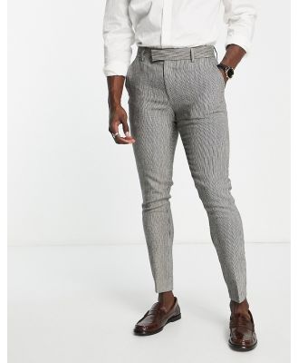 ASOS DESIGN wedding super skinny wool mix suit pants in monochrome puppytooth-Black