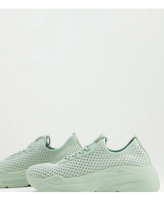 ASOS DESIGN Wide Fit Denmark chunky knit lace up sneakers in mint-Green