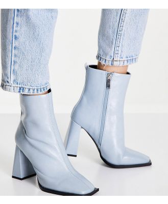 ASOS DESIGN Wide Fit Excel high heeled ankle boots in blue