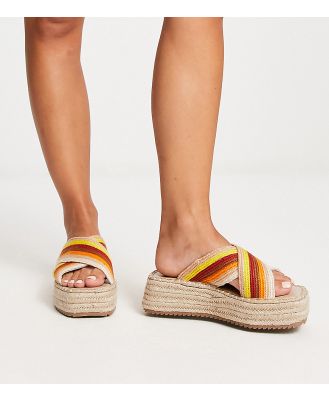 ASOS DESIGN Wide Fit Jazlyn flatform crochet mules in multi