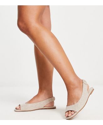 ASOS DESIGN Wide Fit Lemonade peep toe ballet flats in natural fabrication-Neutral