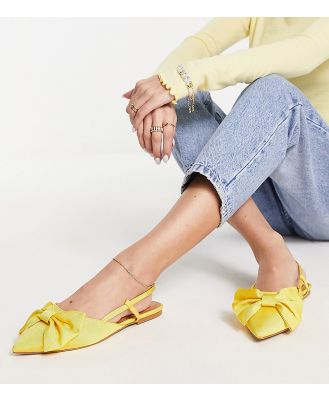 ASOS DESIGN Wide Fit Lido bow ballet flats in yellow