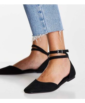 ASOS DESIGN Wide Fit Lift ballet flats in black