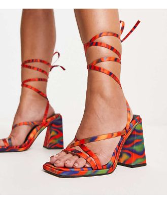 ASOS DESIGN Wide Fit Nara strappy block heeled sandals in multi