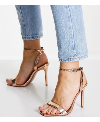 ASOS DESIGN Wide Fit Neva barely there heeled sandals in rose gold
