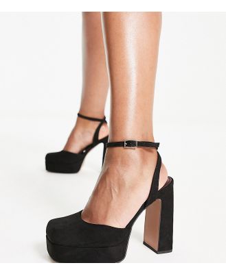 ASOS DESIGN Wide Fit Peaked platform high heeled shoes in black