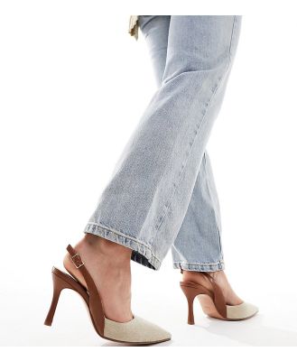 ASOS DESIGN Wide Fit Samber 2 slingback stiletto heels in natural-Neutral