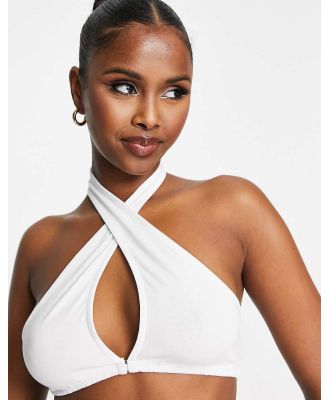 ASOS DESIGN wrap halter sleeveless top in white