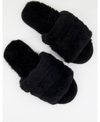 ASOS DESIGN Zola premium sheepskin slippers in black