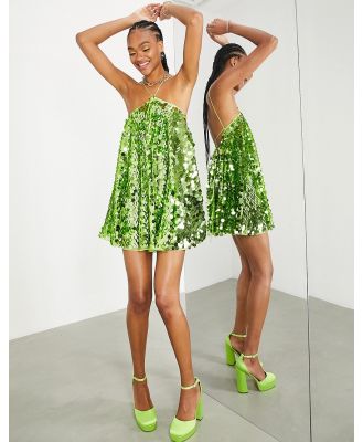ASOS EDITION backless mini dress in apple green sequin