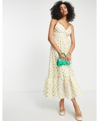 ASOS EDITION cami midi dress in embroidered yellow ditsy floral