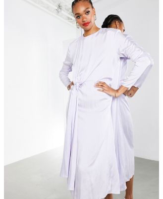 ASOS EDITION drape front crinkle satin midi dress in washed lilac-Purple