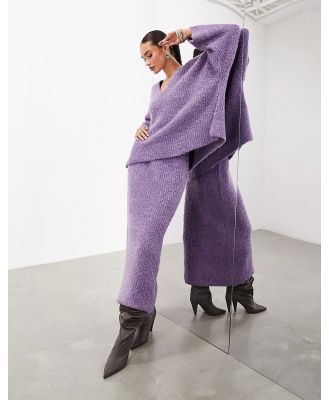 ASOS EDITION fluffy knit midi skirt in purple