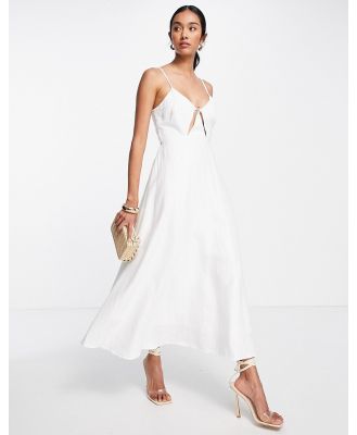 ASOS EDITION linen cami midi dress with cut out detail in white