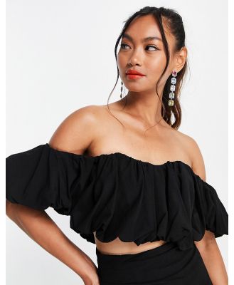 ASOS EDITION puffball off shoulder top in black (part of a set)
