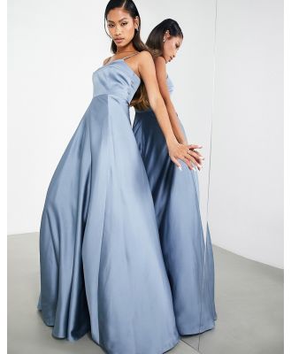 ASOS EDITION satin cami maxi dress with full skirt in dusky blue