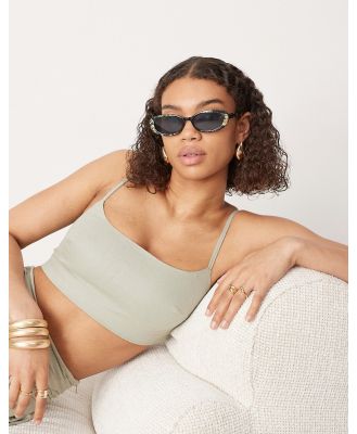 ASOS EDITION square neck cami crop top in dusky green (part of a set)-Grey
