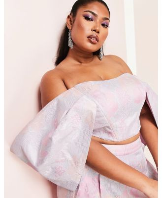 ASOS LUXE Curve extreme bardot corsetted top in floral jacquard (part of a set)-Multi