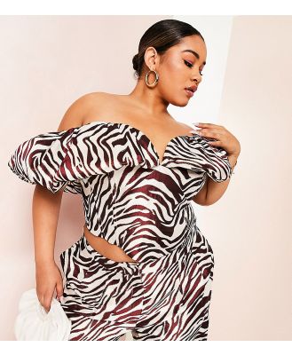 ASOS LUXE Curve off shoulder puff sleeve top in zebra jacquard (part of a set)-Multi