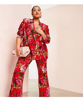 ASOS LUXE Curve pixelated rose suit pants-Multi