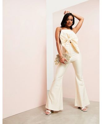 ASOS LUXE flare pants in stone (part of a set)-Neutral