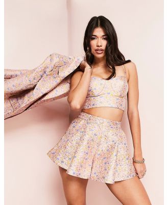 ASOS LUXE jacquard cupped bralet in ditsy floral (part of a set)-Multi